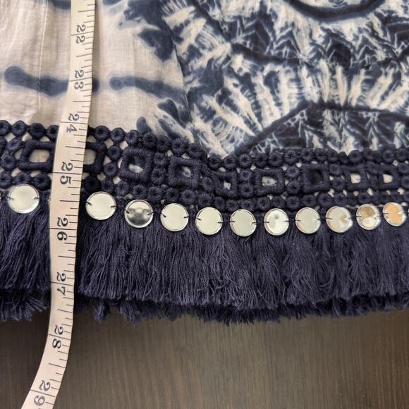 Tory Burch Tunic Womens 6 Tie Dye Mirror Embellished Boho Festival Top Beachy - Picture 11 of 12